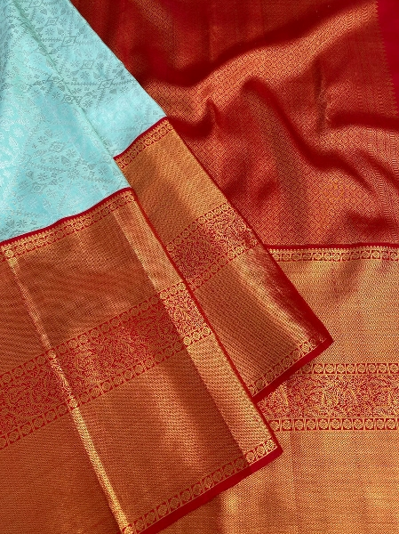 Kanjeevaram Silk Saree Powder-Blue