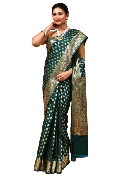 Banarasi Saree in Dark Green