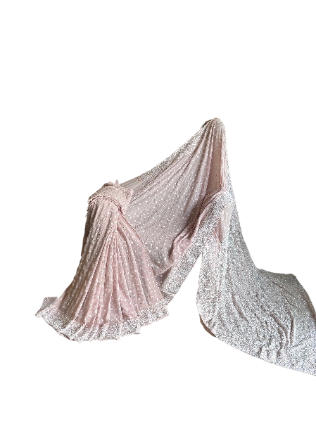 Dusty Pink Pure And Premium Georgette Saree And Blouse