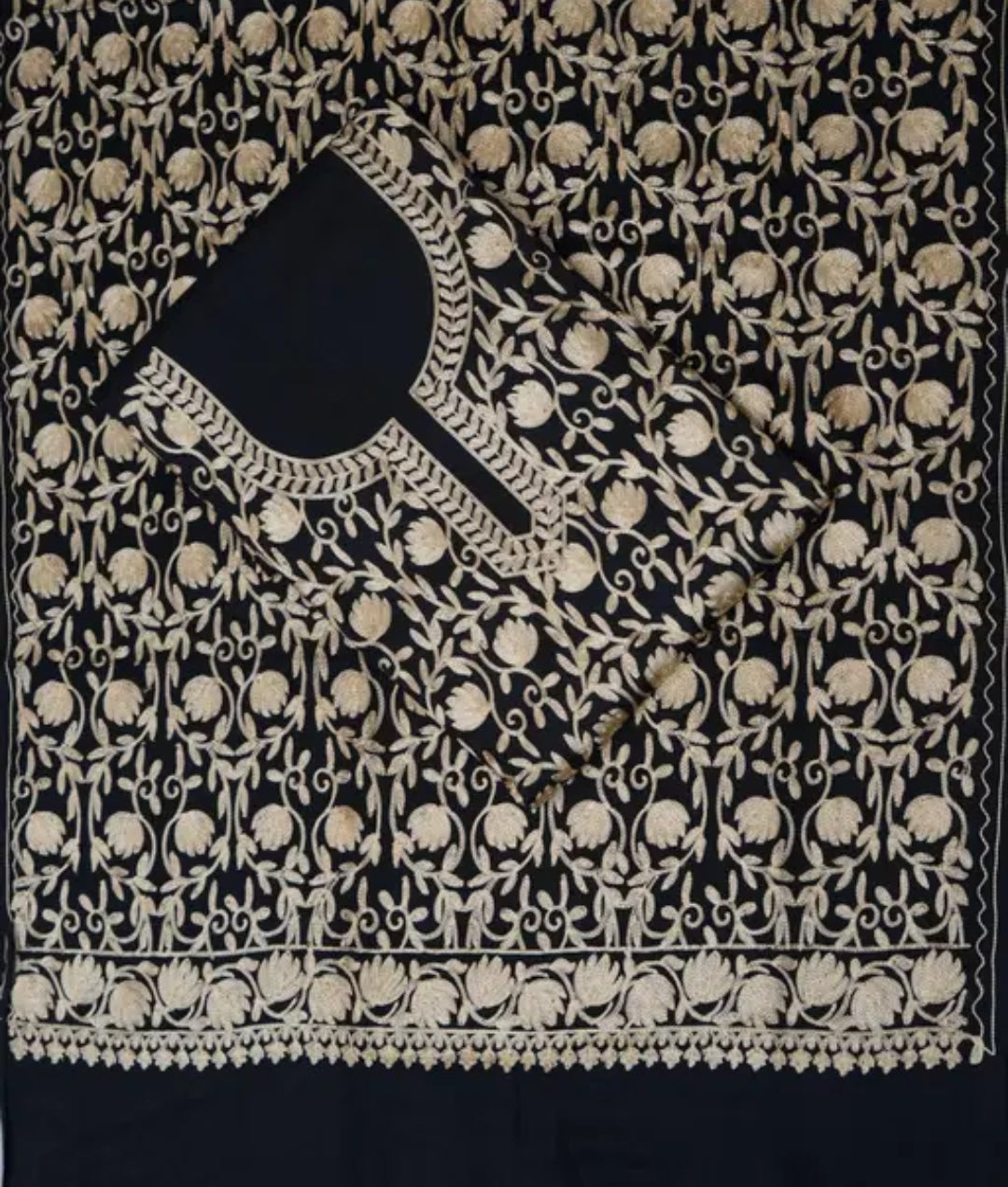 Black Kashmiri Suit with Stole