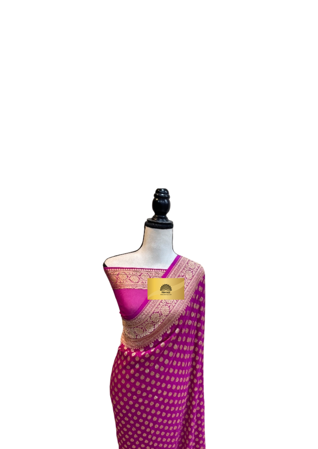 Pink Georgette Banarasi Saree - Gold zari