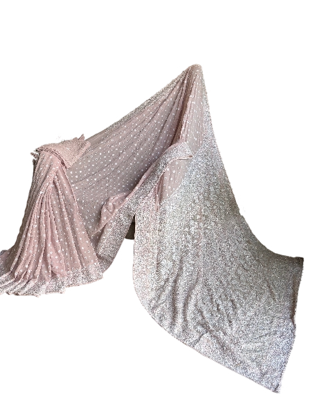 Dusty Pink Pure And Premium Georgette Saree And Blouse